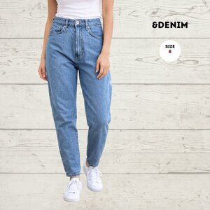 &Denim Light Blue Mom Jeans – Ultra High Waist | Size 8